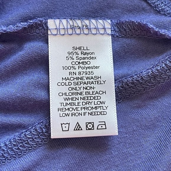 LOGO Lori Goldstein Long Chiffon Trim Cardigan Top XS Purple Oversized Stretch - Picture 4 of 8